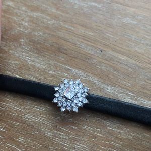 Diamond and leather choker